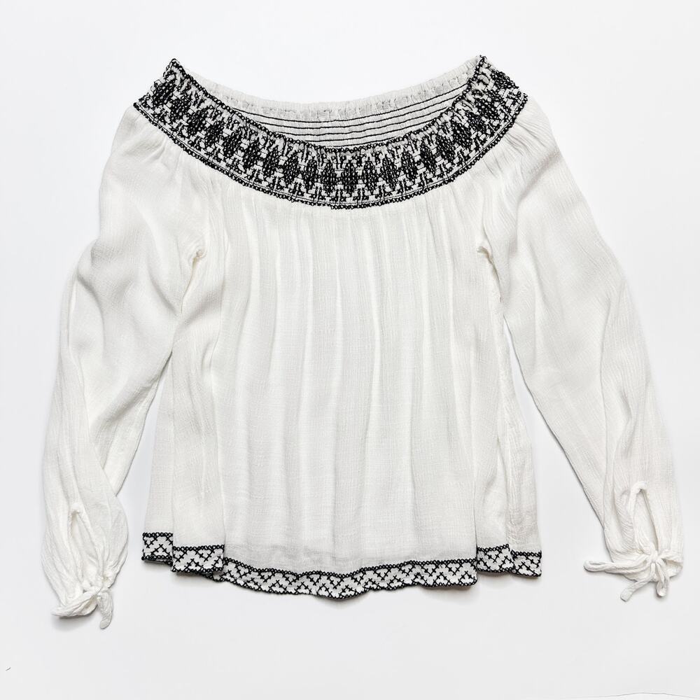 Anthropologie Avec Les Filles Embroidered Smocked Off The Shoulder Top Blouse XS - Picture 14 of 14